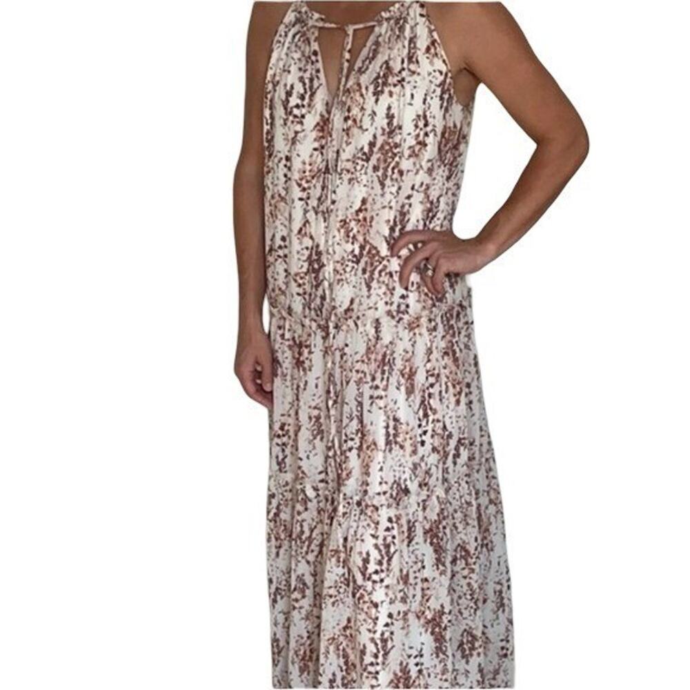 Anthropologie X DREW Ivory Meadow Floral Maxi Dress Halter Tiered Boho Small NEW